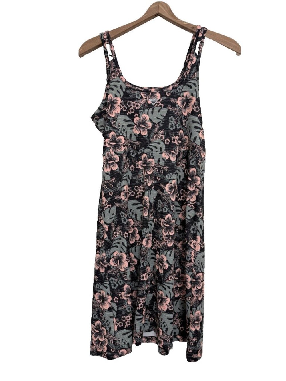 Columbia PFG Freeze Dress Women’s Small Tropical Palm Floral Black Peach Green